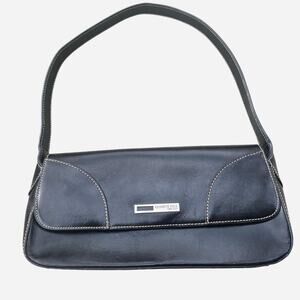Y2K Kenneth Cole Black leather shoulder bag with White Stitching